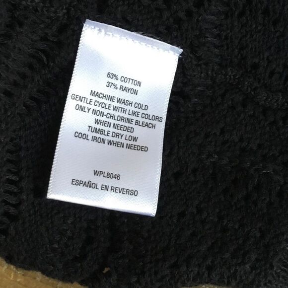 Cute black short sleeve open front pattern lattice cardigan witchy summer - Picture 3 of 4